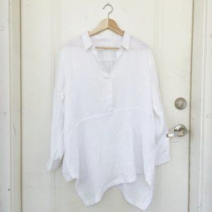 J Jill Linen Asymmetric Tunic Blouse XL Petite